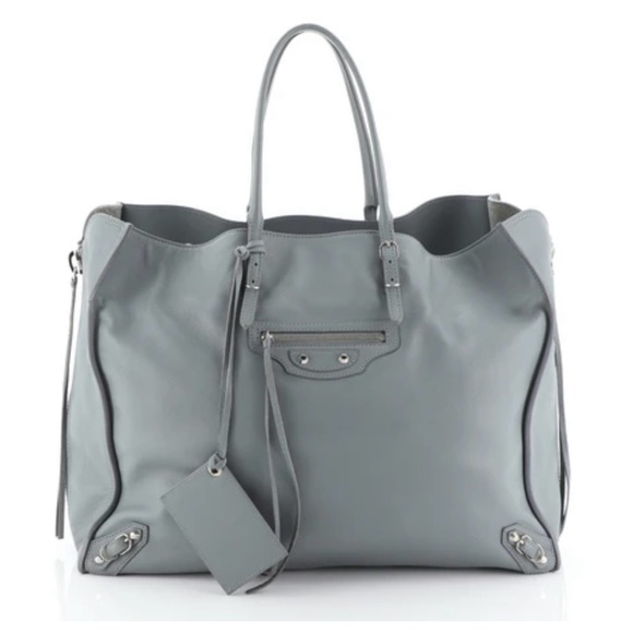 Balenciaga Light Gray Papier A4 Zip Around Classic Studs Bag Leather Large - Picture 1 of 7